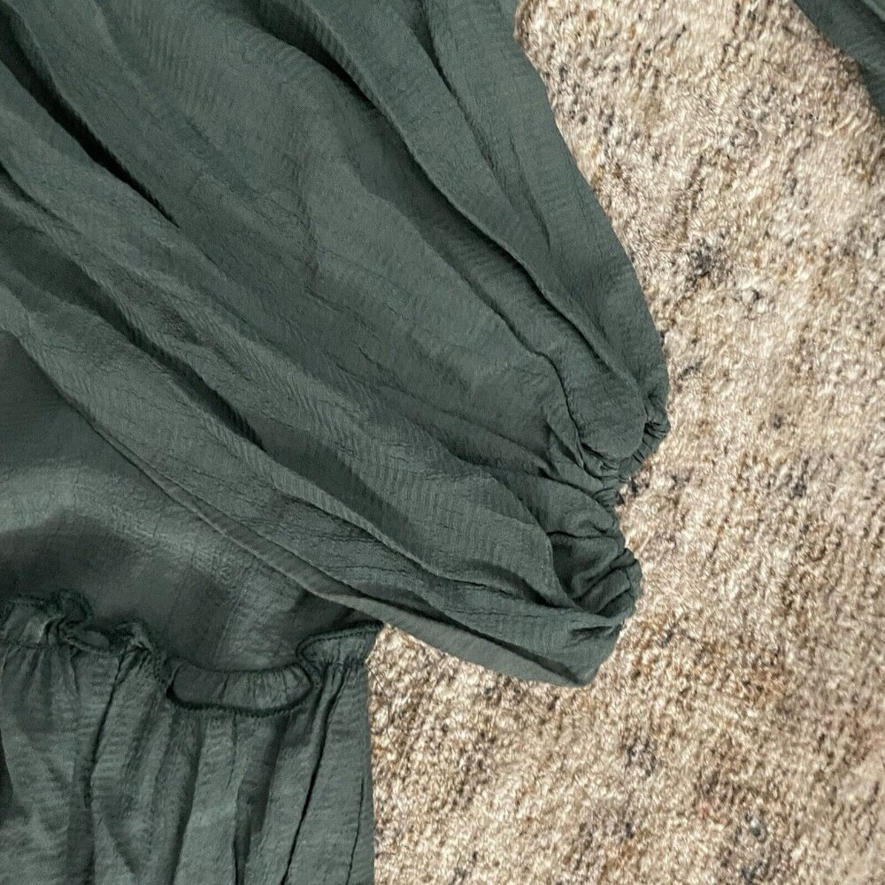 Angel Biba NWT‎ Bohemian Long Sleeve Midi Dress Womens XS/S Green Ruffle Holiday - Picture 6 of 15